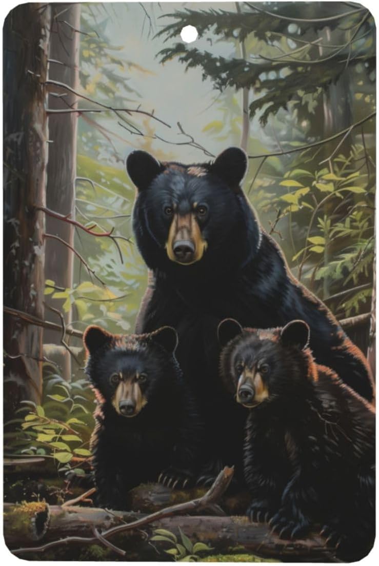 Car Air Fresheners Cards - Set of 4 Pieces with Stylish Black bear family Print - Long-Lasting Fragrance for Your Vehicle