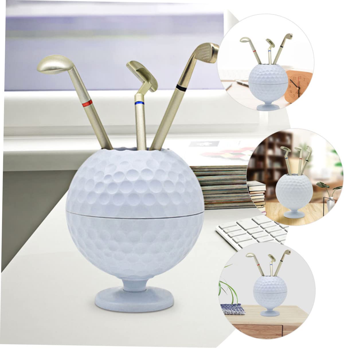 Abaodam 3sets Portapenne Golf Plastica Forma Di Palla Da Golf Decorazione Da Scrivania Originale Per Compleanni e Souvenir Aziendali