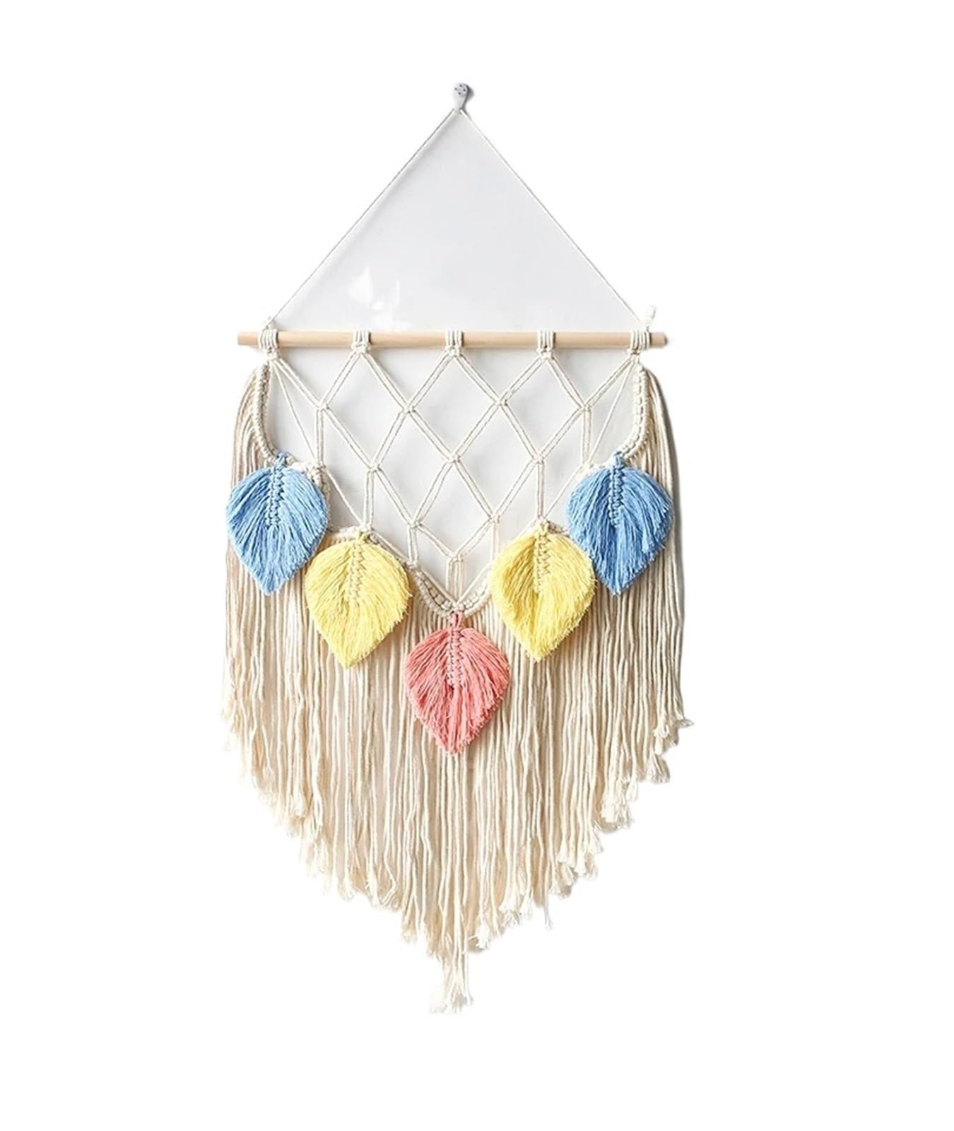 YUPLIODSX Wall Hanging Multicolor Leaves Tapestry Boho Hand Woven Macrame With Wooden Beads Crafts Wall Hanging(Color1)