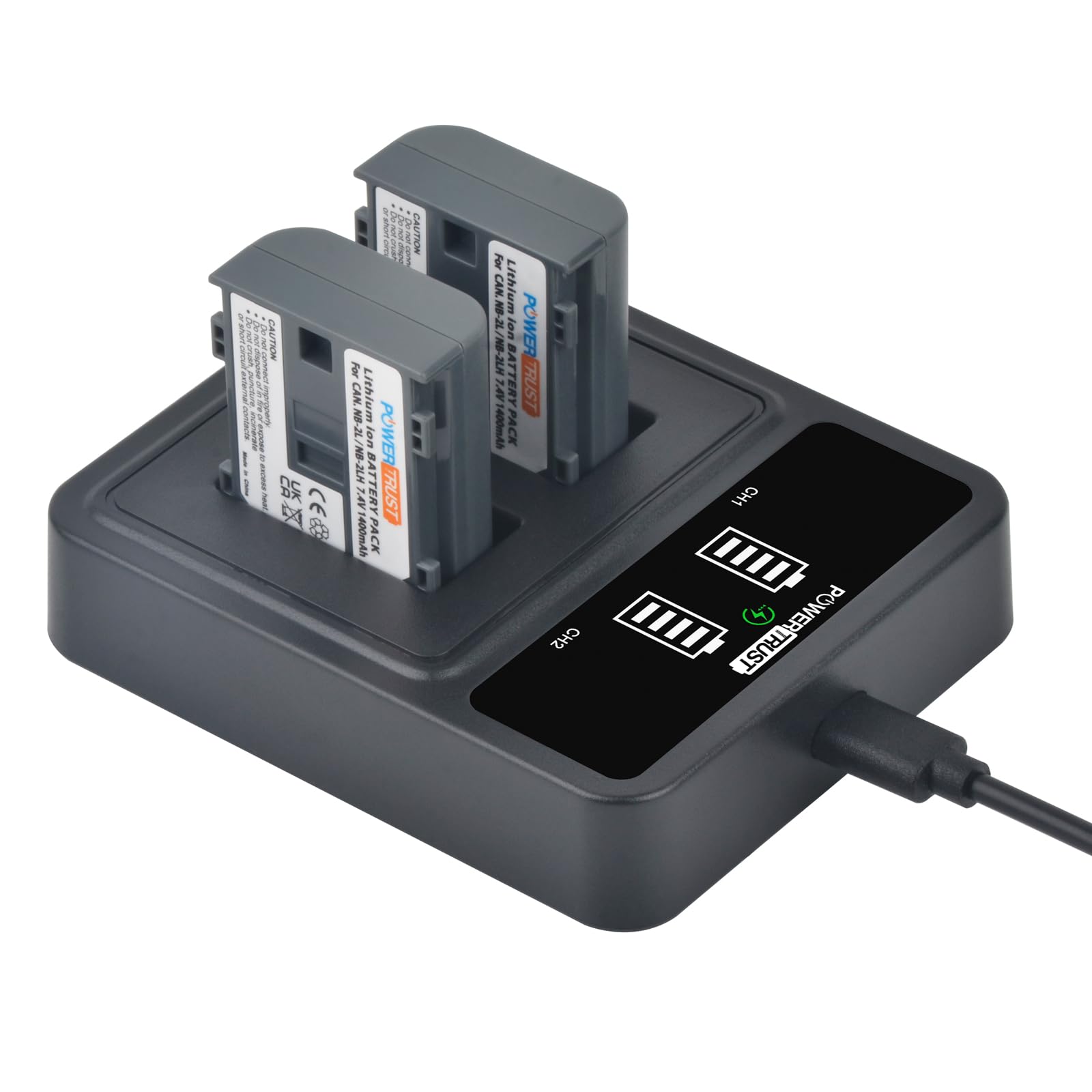 1400mAh NB-2L NB-2LH Akku mit LED-Doppelladegerät für Canon EOS 350D, 400D, PowerShot G7 G9 S30 S40 S45 S50 S60 S70 S80 Kameras