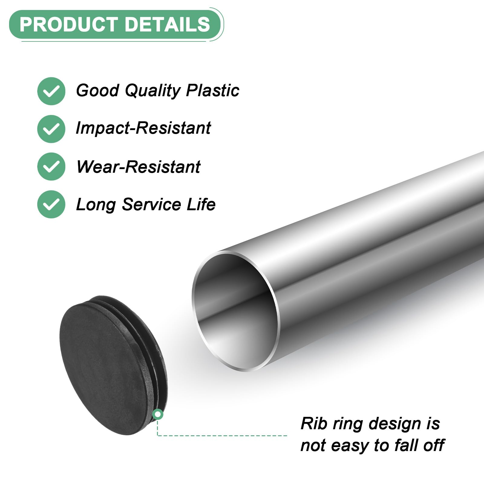 M METERXITY 20-Pack Round Plastic Hole Plugs, 2.5" (63mm) Plastic Tubing End Caps for Patio/Chairs/Fences - Image 2
