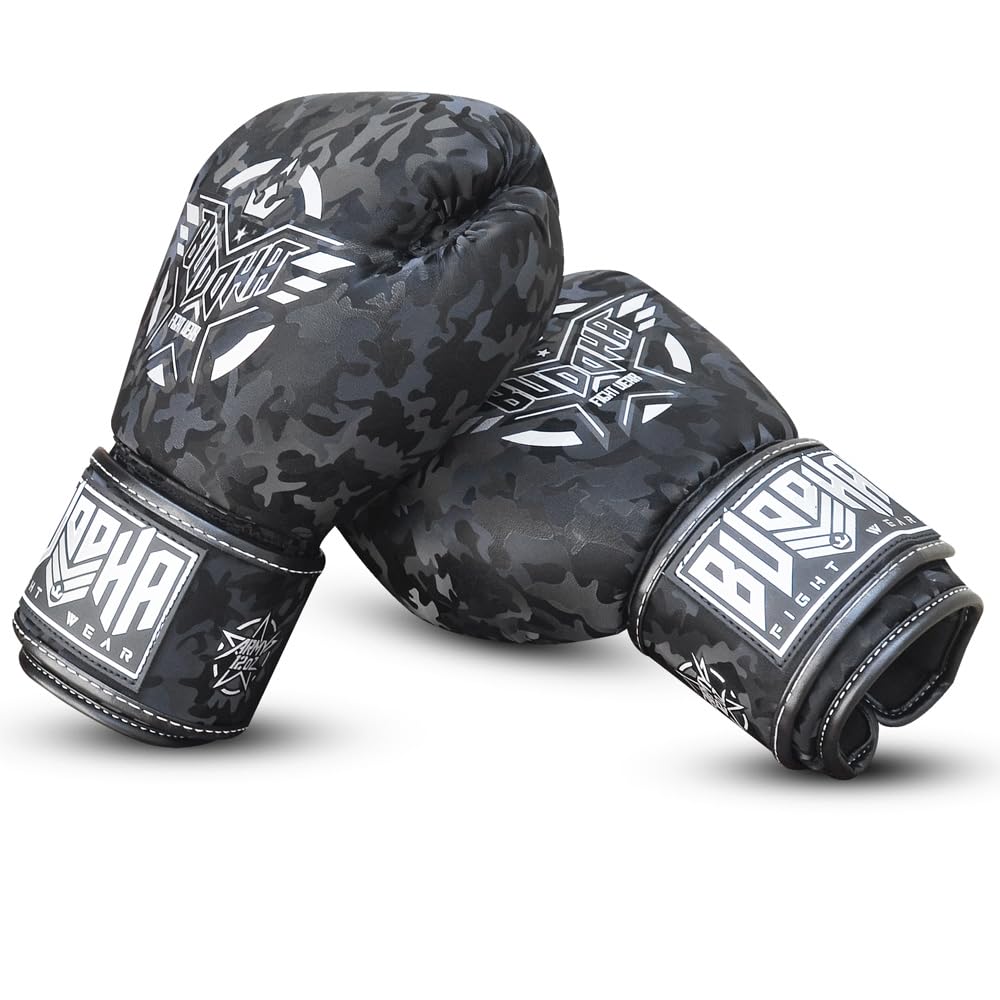 BUDDHA FIGHT WEAR – Thailand-Boxhandschuhe – Muay Thai – Kickboxen – hochwertiges Kunstleder – geruchshemmender Innenstoff – verstärkte Nähte – Verschiedene Designs
