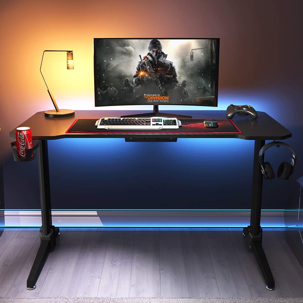 Dripex 44.5" Gaming Desk, TShaped Ergonomic Gaming Desk for PC with