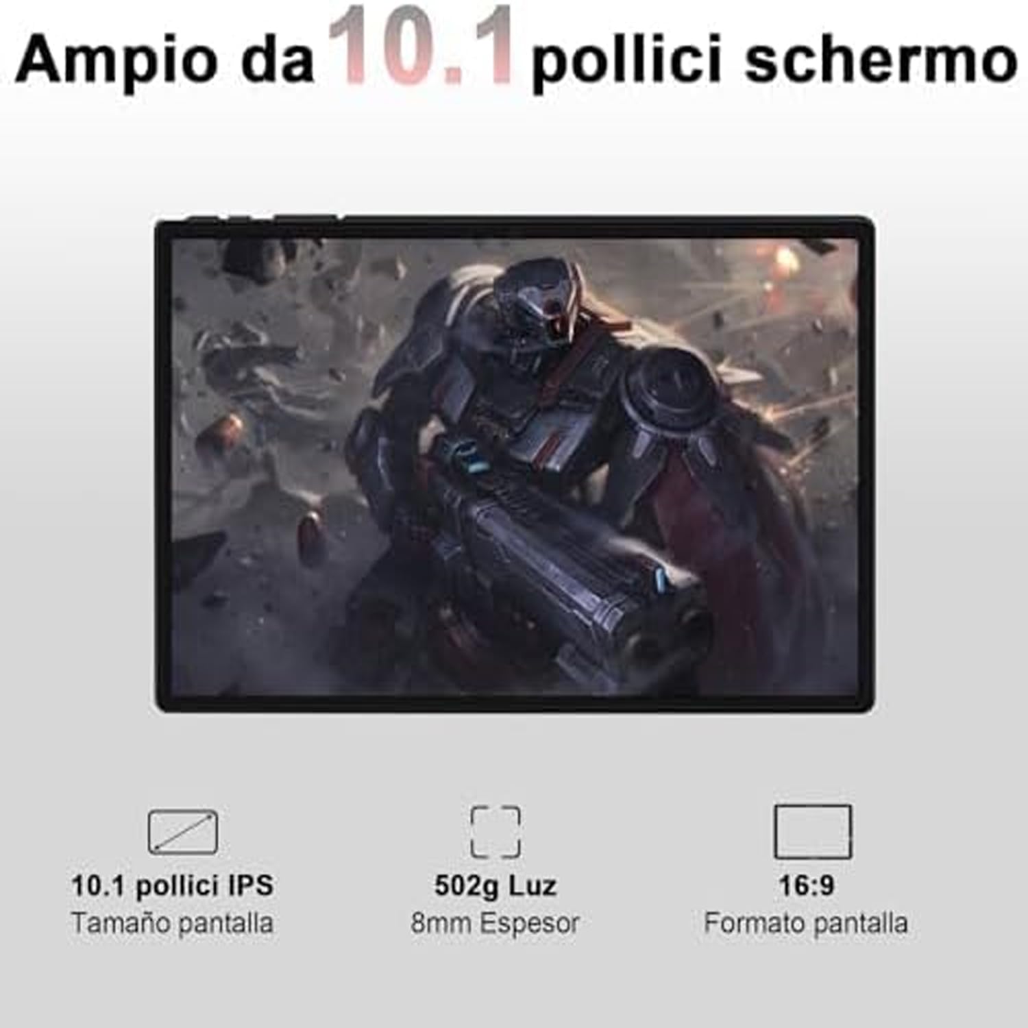 fezawio Tablet 10 Pollici Android 13, Octa Core 2.0GHz ，12GB（6+6） RAM +128GB ROM（TF 512GB）, Con 5G WiFi，8000mAh, 5+8MP，Tablet Con Tastiera E Mouse - Nero