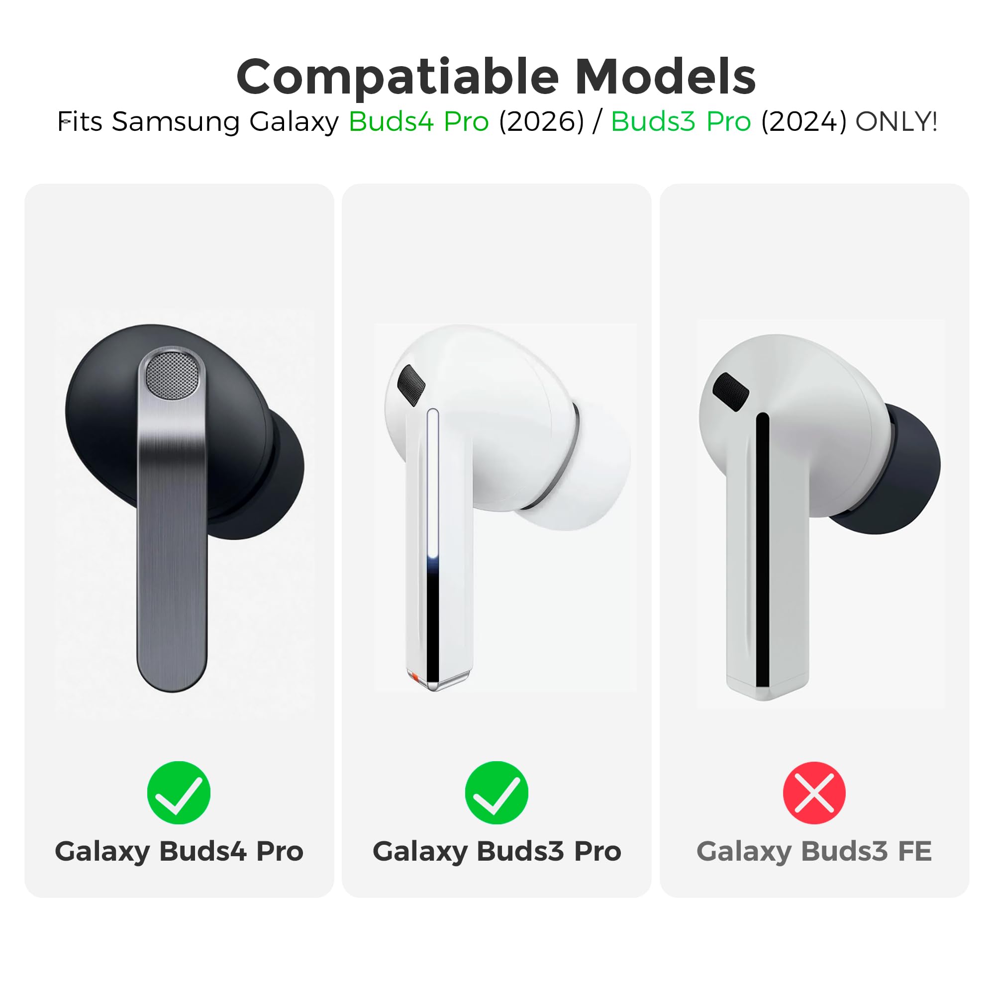 AhaStyle Ear Tips for Samsung Galaxy Buds4 Pro (2026) & Galaxy