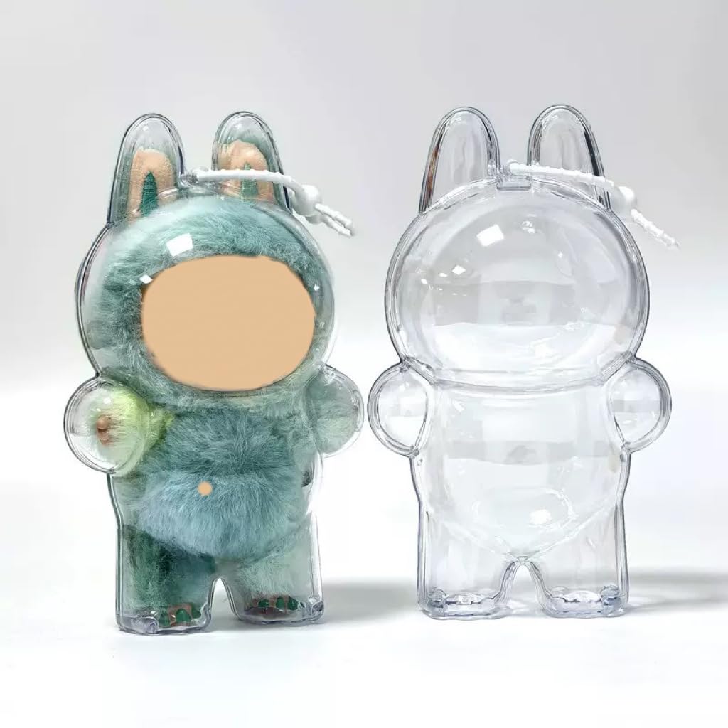 Protective Case for LABUBU,Transparent Protective Cover,Transparent Character Display Bag ,Used for Standing Image of Macaron,Dustproof and Portable Collectible Display Cabinet. (One Standing)