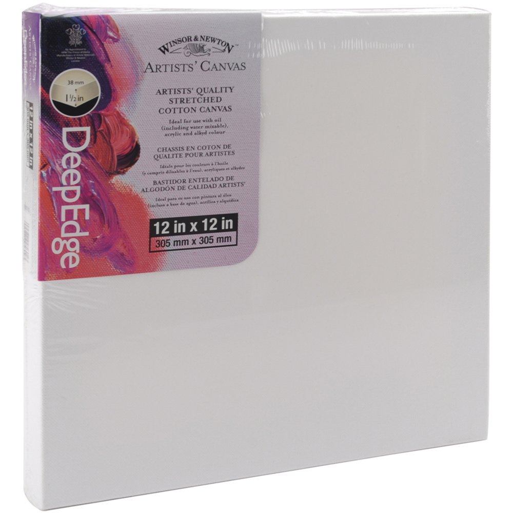 Winsor & Newton 12-Inch by 12-Inch Artists Quality Deep Edge Stretched Canvas