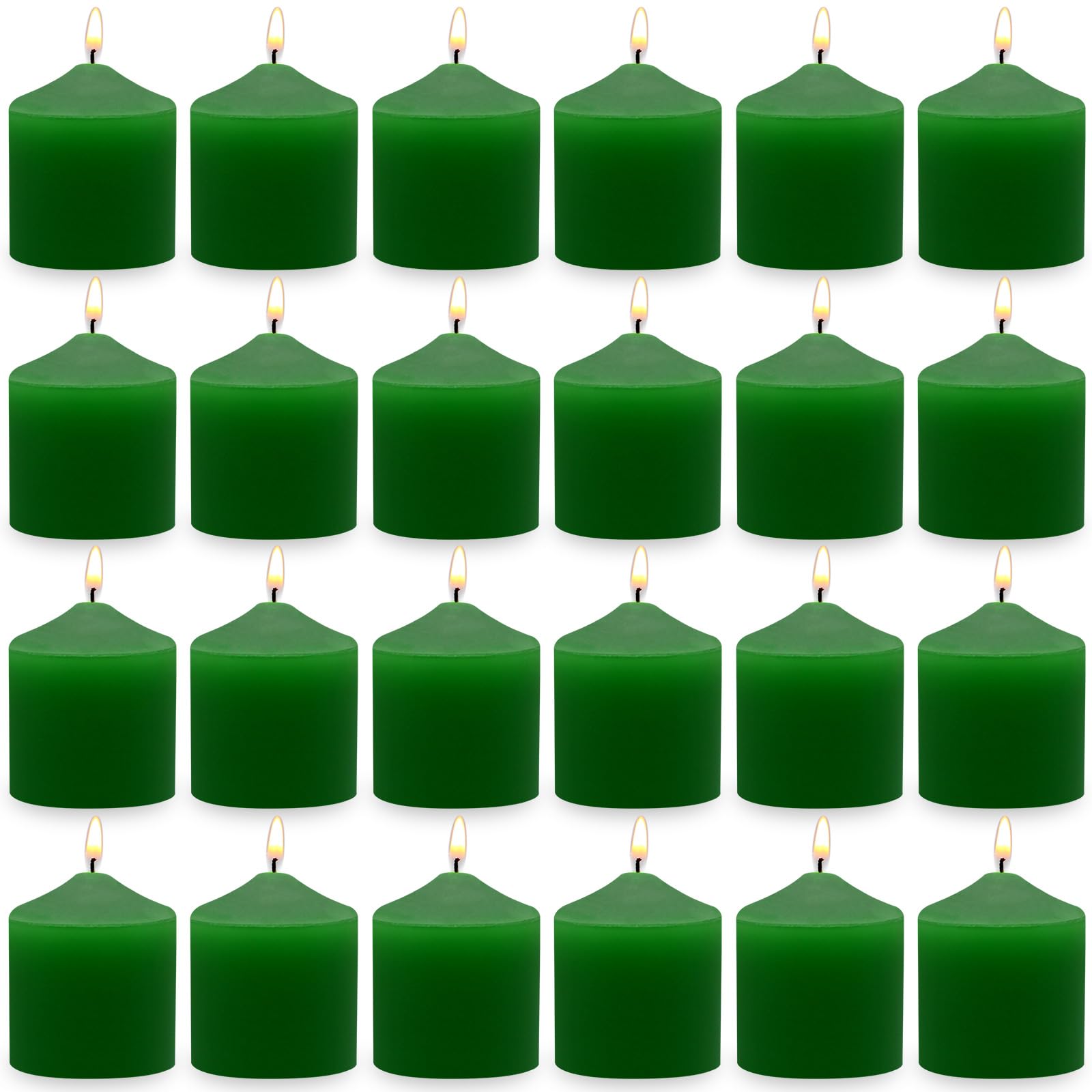 Votive Candles,Unscented Candles 10 Hour Bulk Pack of 24 Small Pillar Candle,- Small Candles for Birthdays, Home Decoration, Restaurants and Weddings (Green)