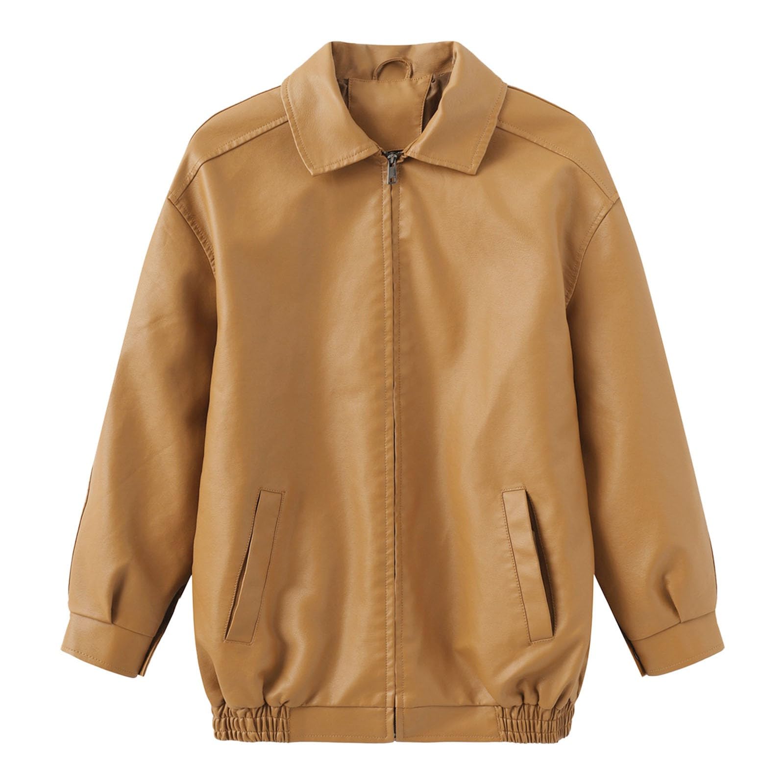 Jacke Damen Leather Jacket Woman Kunstlederjacke Slim Fit Bikerjacke Mit Taschen Langarm Lederjacke Übergangsjacke Alltag Bomberjacke Klassisch Streetwear