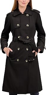 LONDON FOG womens Double-Breasted Long Trench Coat with Belt