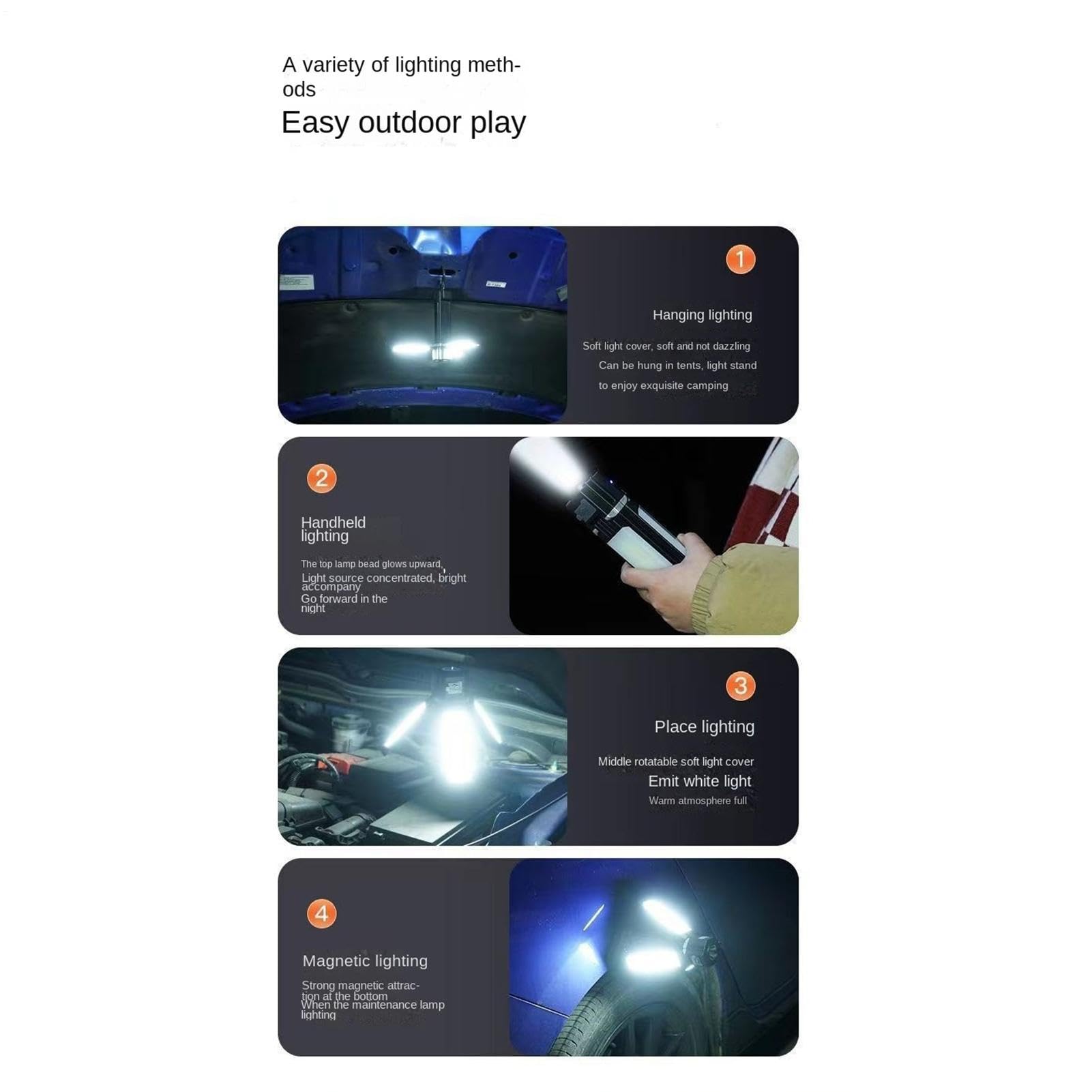 Linterna De Trabajo LED Magnética Linterna Portátil Plegable 5 Modos