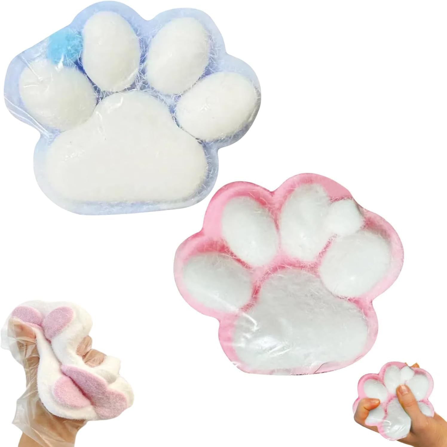 2Pack Taba Squishy Cat Paw Big,Kawaii Pink Squishy Toys for Adults & Kids,Cute Soft Squeeze Fidget Toys for Stress Relief