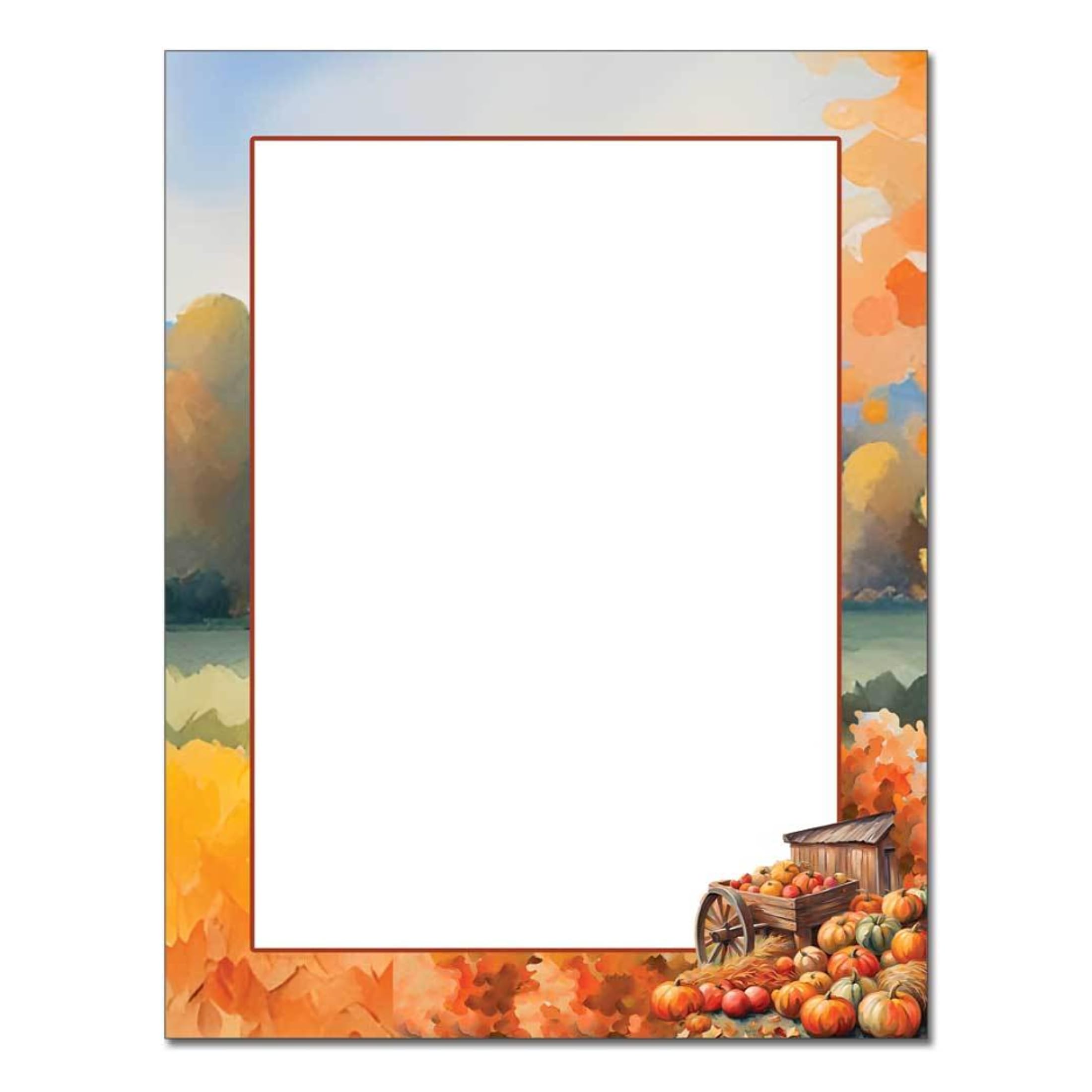 The Image Shop - Pumpkin Cart Letterhead 25 Pack - 8.5 x 11 inch DIY Customizable - Inkjet & Laser Print Compatible