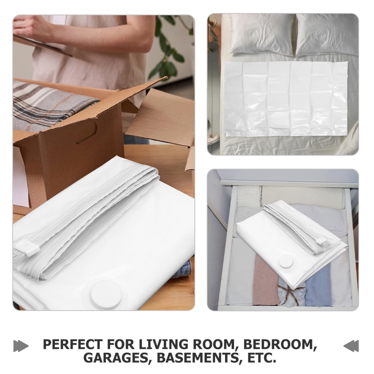 Sacchetti Sottovuoto Grande Capacità 150x100 Cm 2 Pezzi per Materasso Sacco Compressione Riutilizzabile in Pa e Pe per Materassi e Biancheria da Letto