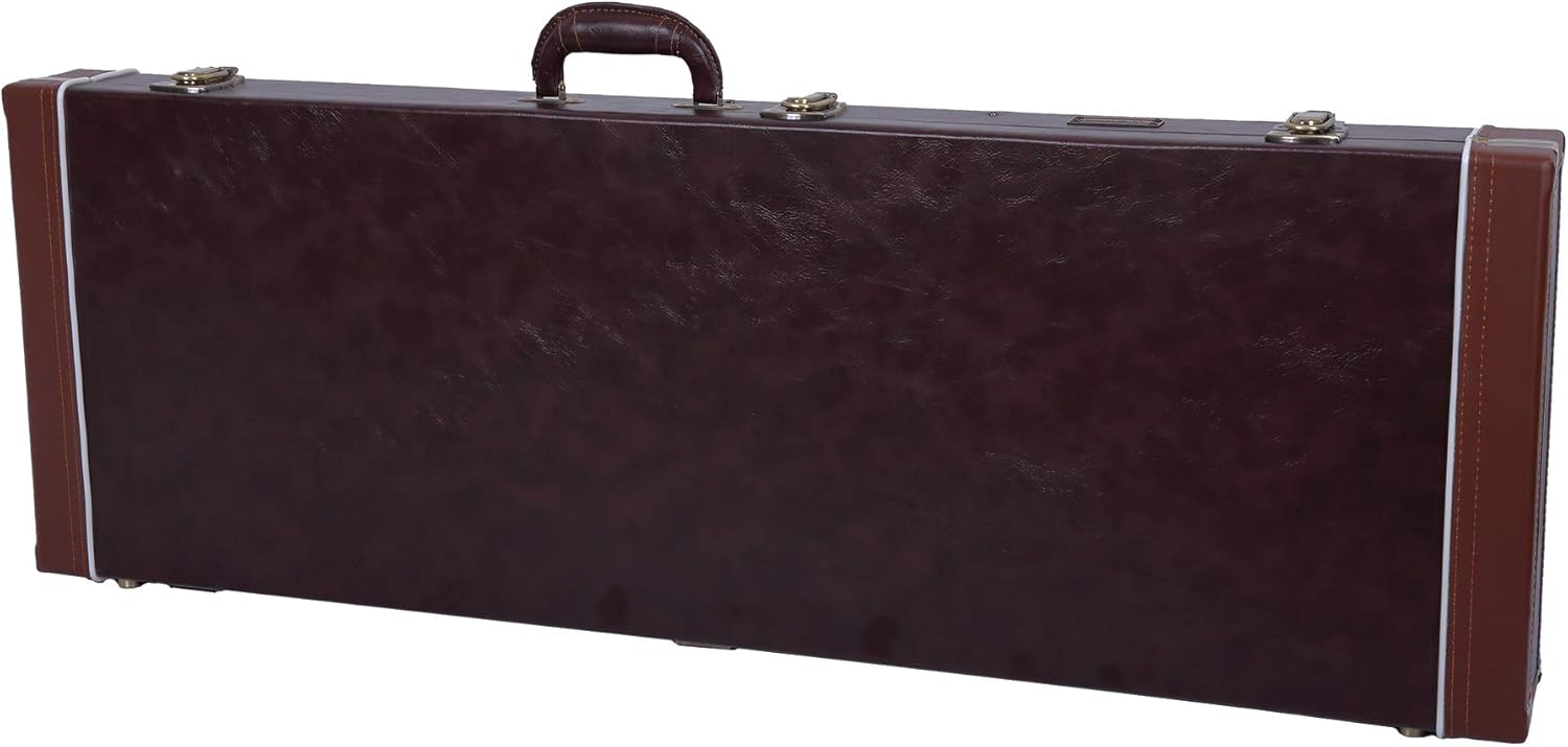 Crossrock Wooden Case Fits Fender Telecaster and Stratocaster Electric Guitars,Vintage Brown