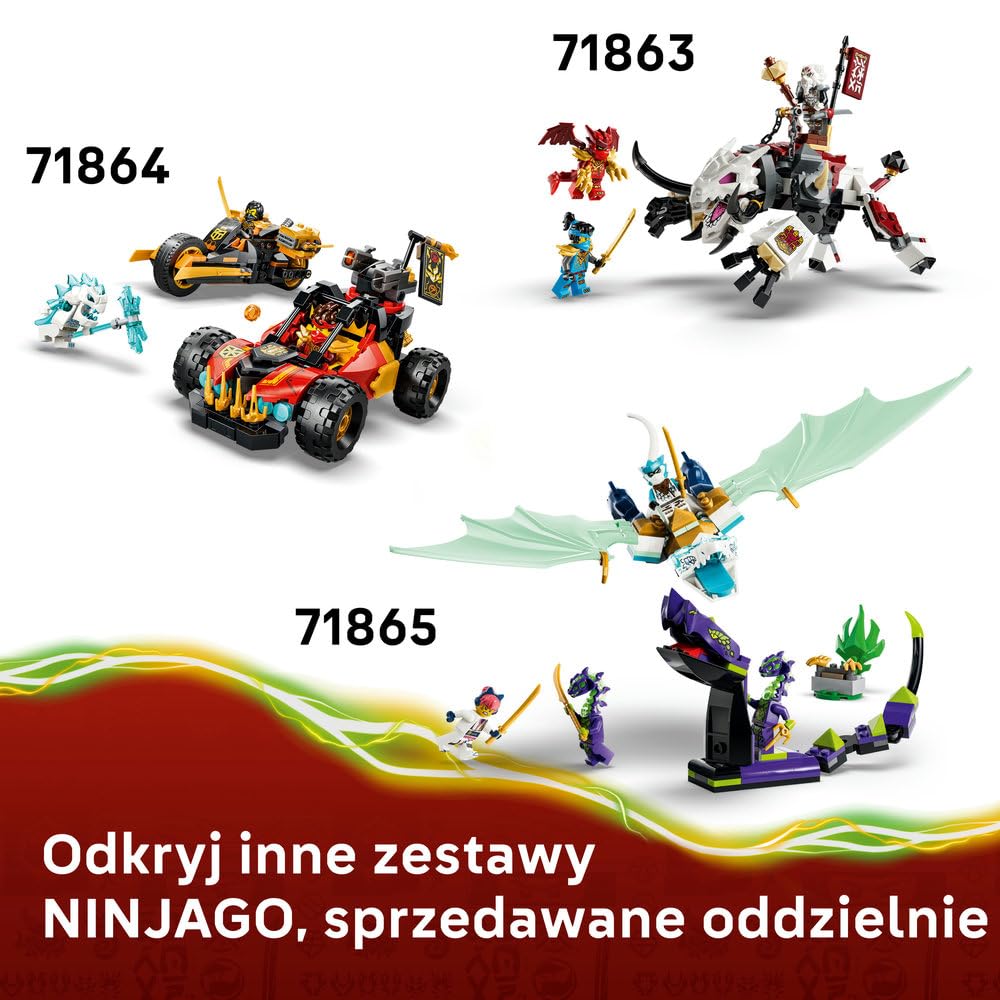LEGO NINJAGO Smoczy mech Lloyda — zestaw bitewny, zabawka konstrukcyjna, klocki dla chłopca lub dziewczynki, ruchoma figurka mecha i trzy minifigurki ninja, prezent dla dziecka od 6 lat 71862