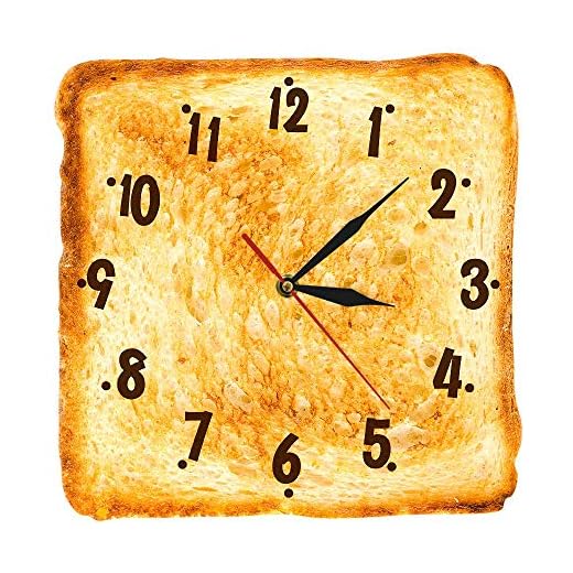 Gourmet Home Decor Realistic Toasted Bread Wall Clock Bakery Sign Bread Dining Room Wall Art Silent Non Ticking Quartz Kitchen Watch