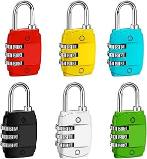 6 Pieces Luggage Locks, 3-Digit Suitcase Lock Colorful Padlock Code Combination Security Suitcase Locks Combination Waterproof Travel Lock Code for Luggage Bag Locker Suitcase (6 Colors)