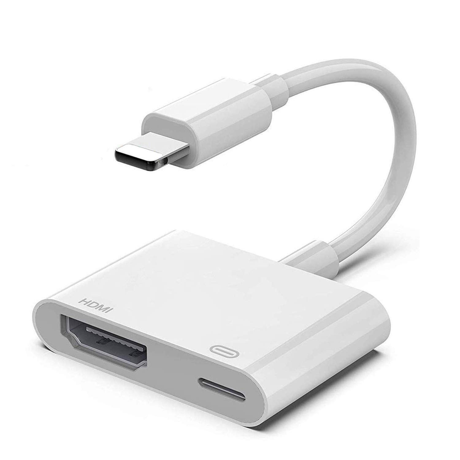 HDMI Adapter Compatible with iPhone, 1080P Digital AV Adapter, Power Supply Needed, Sync Screen HDMI Connector Adaptor, Compatible with iPhone 11/XS/XR/X/8/7 & iOS 13 - White