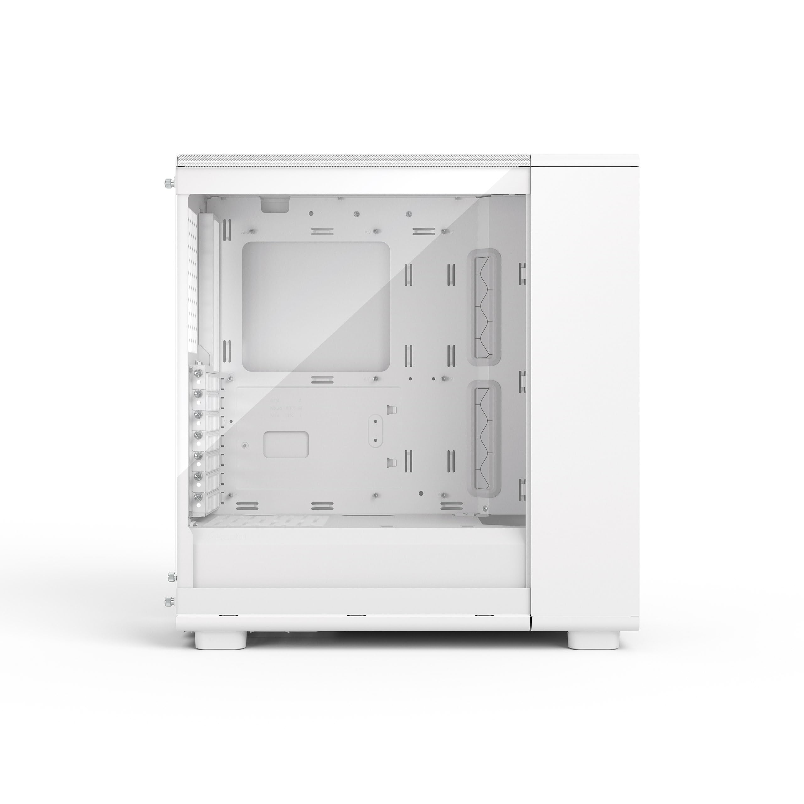 Fractal Design Epoch White - przyciemniane jasne szkło hartowane - siatkowy panel przedni - trzy wentylatory Momentum 12 W zestawie - Przestronne wnętrze - Obsługa ATX/mATX/ITX