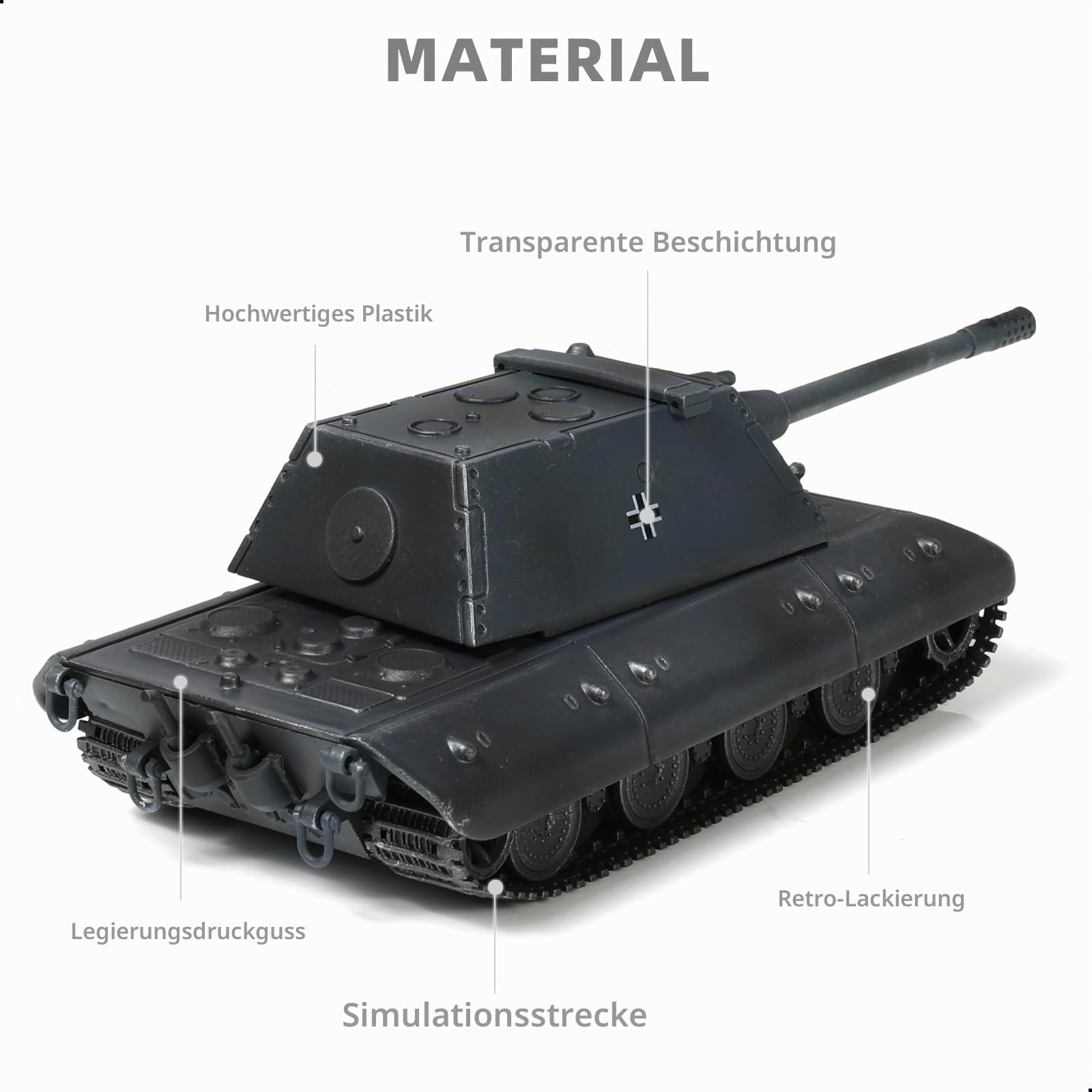NUOTIE Maßstab 1:72 fertiges Militärpanzermodell Legierung Metall Druckguss mit Kunststoff Panzer Modell Weltkrieg ? Armeefahrzeug Panzer Mini-Modell Geschenksammlung ideal für Militärfans