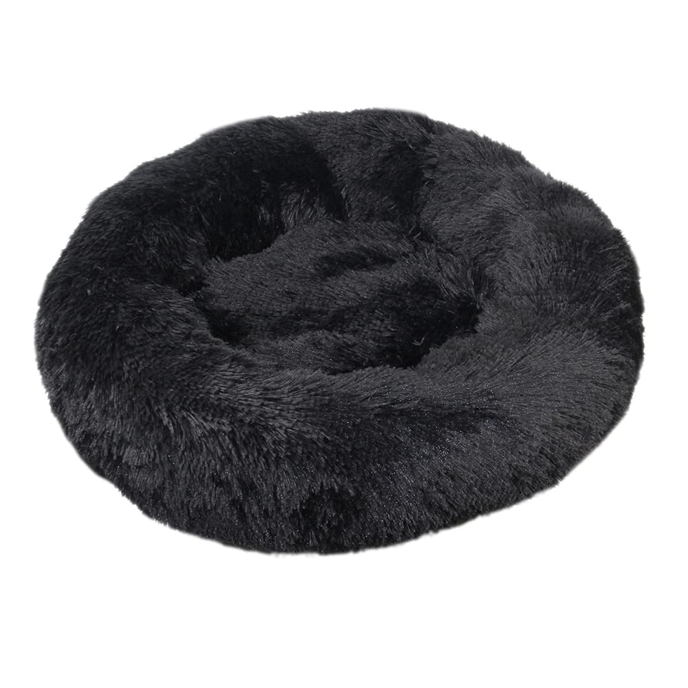 Lukery Cama de Perro de Felpa Suave y cálida Donut Cama para Redonda Gato Lavable a máquina Cama para Dormir mullida sofá para Mascotas de Varios tamaños para Perros pequeños medianos (110CM,Nero)