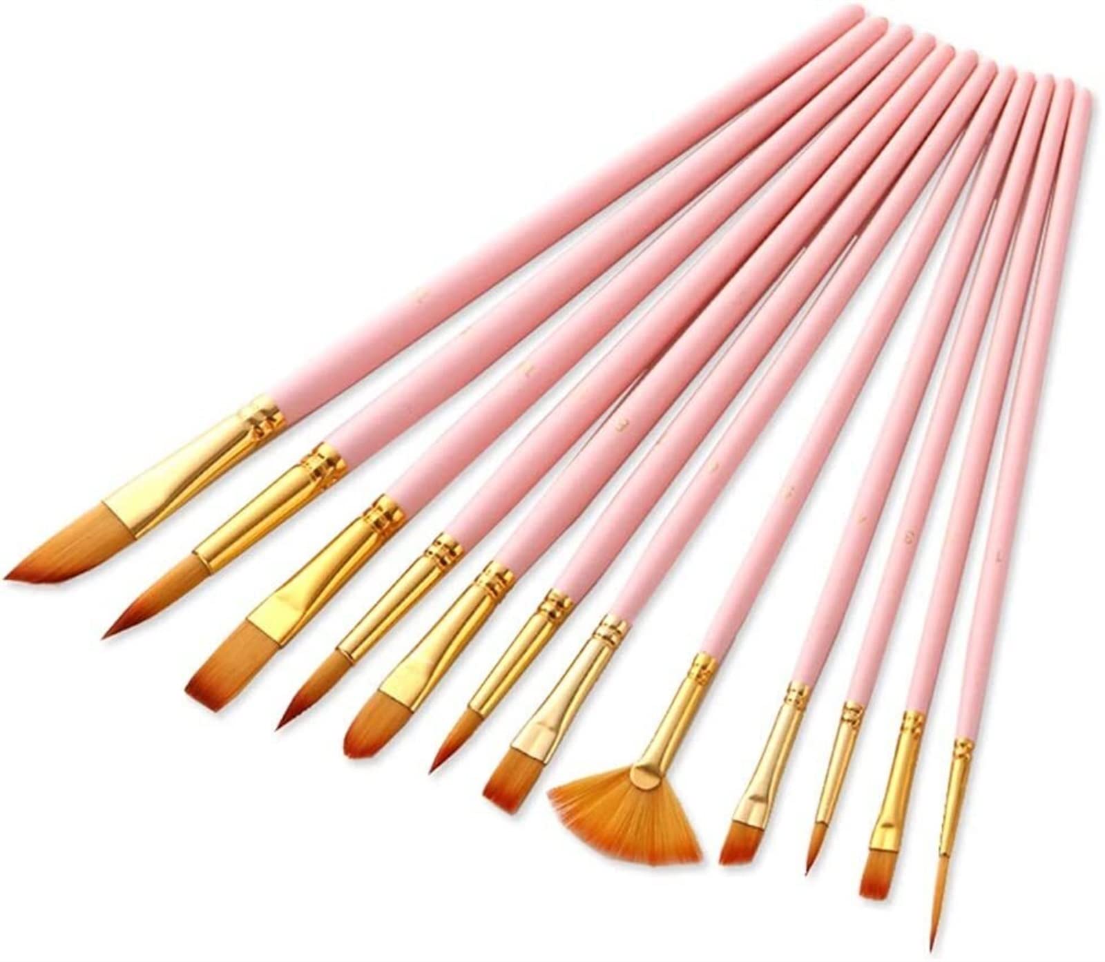 Juego de 12 Uds de Pinceles for Acuarela, Pincel for Pintar el Pelo de Nailon, Variedad de Estilos, Varilla Corta, Pincel for Pintar al óleo y acrílico, Suministros de Arte