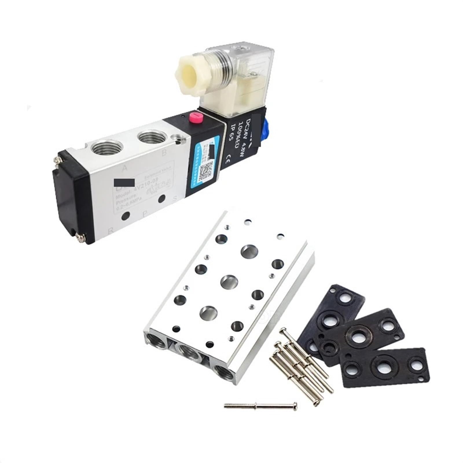 Zylindersteuermagnetventil 4V210-08 Gruppe Zwei-Positionen-Fünfwege-Gruppenventile DC12V DC24V AC220V AC110V Verteiler Bbase 1 2 F(4V210-08 2F,AC220V)