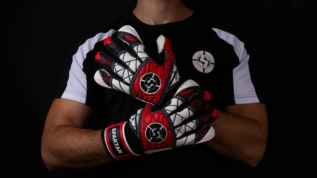 SAVIOUR Gants de football pour enfants, protection des doigts, gants de gardien de but pour homme et femme, Rouge, 9