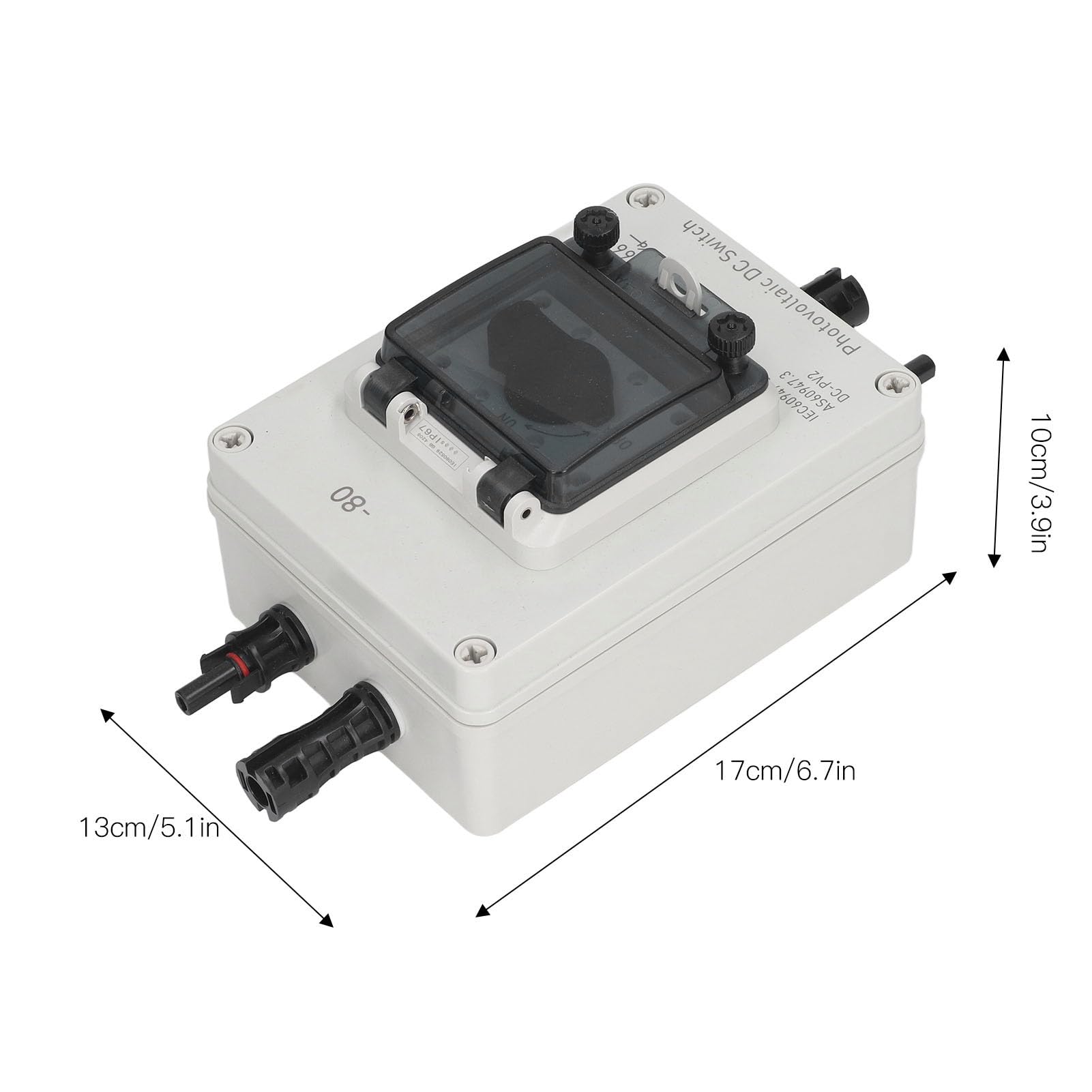 Odłącznik Energii Słonecznej Wodoodporny Izolator Obwodu Fotowoltaicznego do Domowych Systemów Fotowoltaicznych Wysoka nośność 63A Materiał PC Rozmiar 17x13x10cm