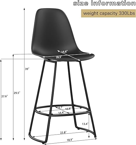 Miniatura 2 de Aklaus Juego de 4 taburetes de bar giratorios de altura de mostrador con respaldo de plástico, taburetes de bar modernos, taburetes de bar, sillas