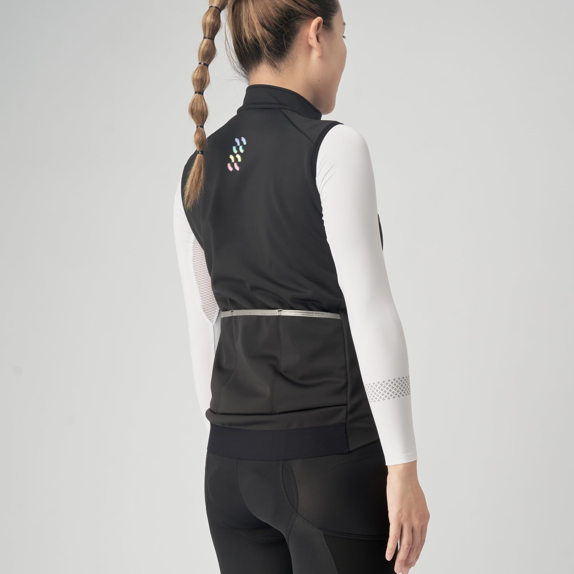 NUCKILY Damen Radtrikot Winter Thermo Fahrradweste Winddichte Thermofleece Ärmellose Radjacke für Rennradfahren Gravelbiking Schwarz