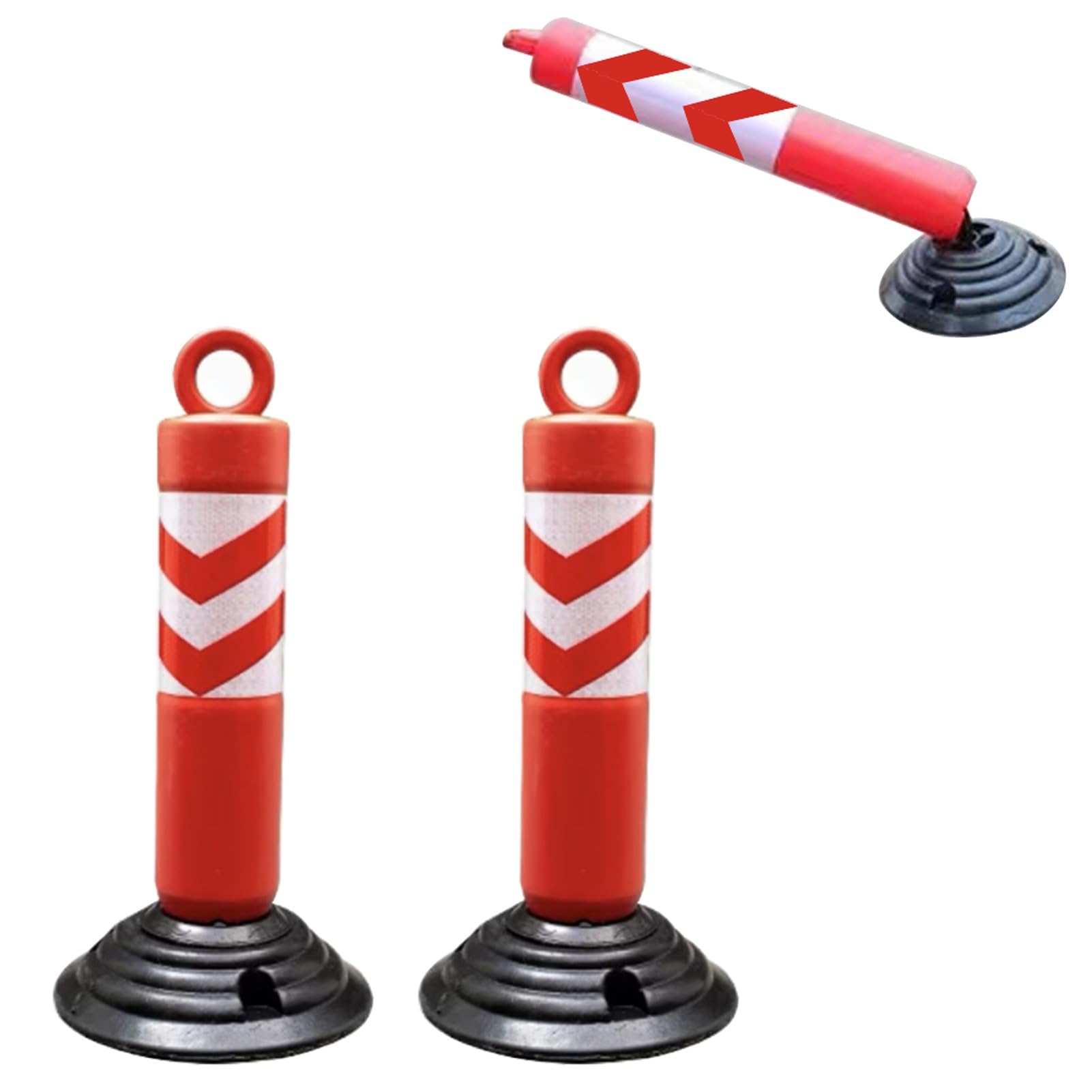 WDSOPK Safety Cones, Plastic Security Parking Bollard, Driveway Pathway Barrier Stanchion Not Fall Down, Traffic Delineator Caution Cones with Expansion Bolts （55cm (21 5) Height）