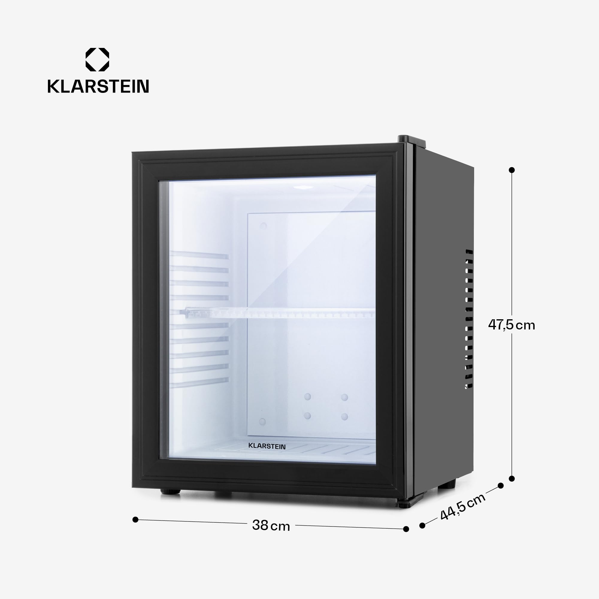 KLARSTEIN Brooklyn Mini Frigo da Camera, Frigo Portatile da Ufficio, Mini Frigo Bar con LED, Ripiani Rimovibili, Ideale per Campeggio e Skin Care, 12-18°C, 30L