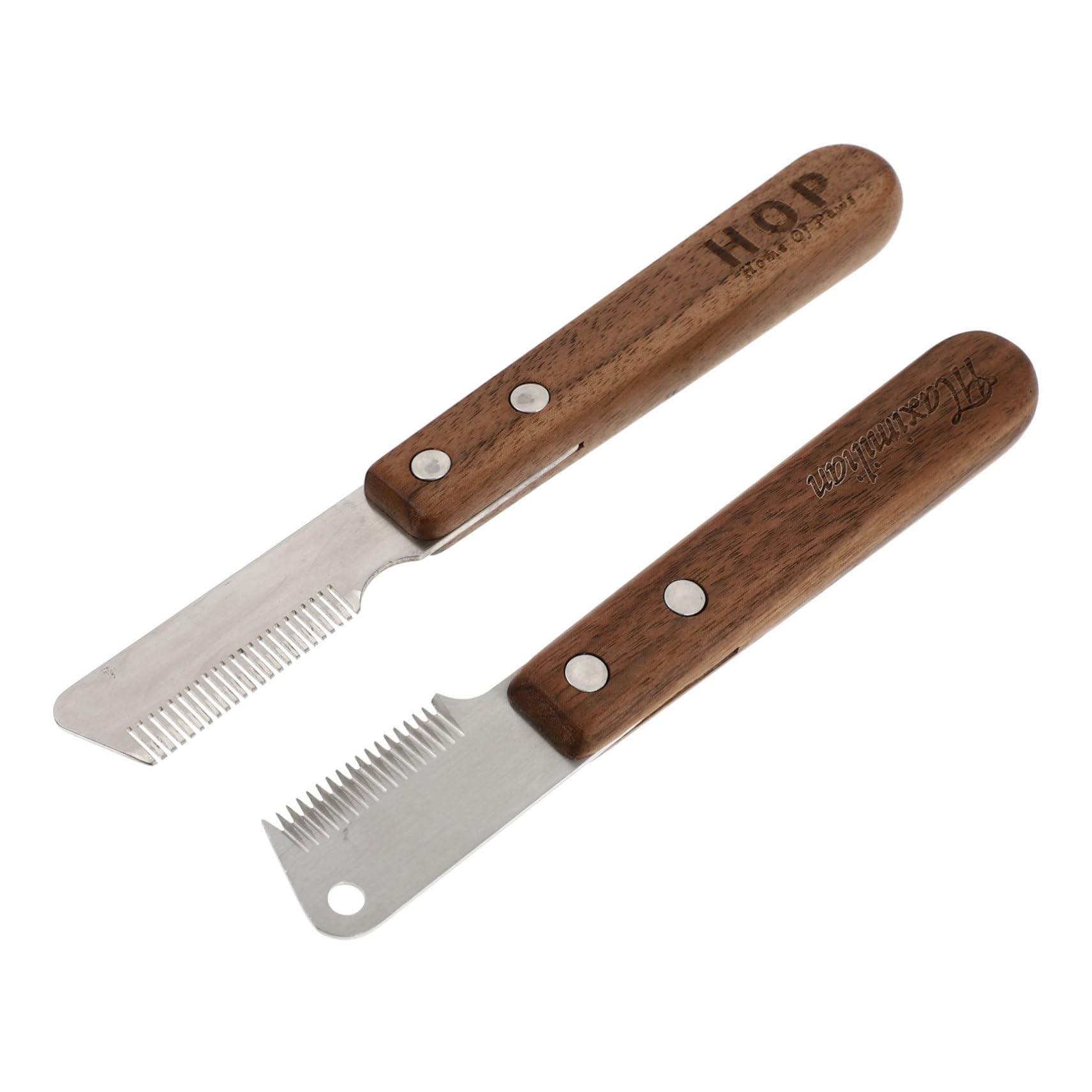 Didiseaon 2pcs Pet Hair Pulling Knife Pet Grooming Tools for Dogs Cats Deshedding Brush Wood Stainless Steel Ergonomic Handle