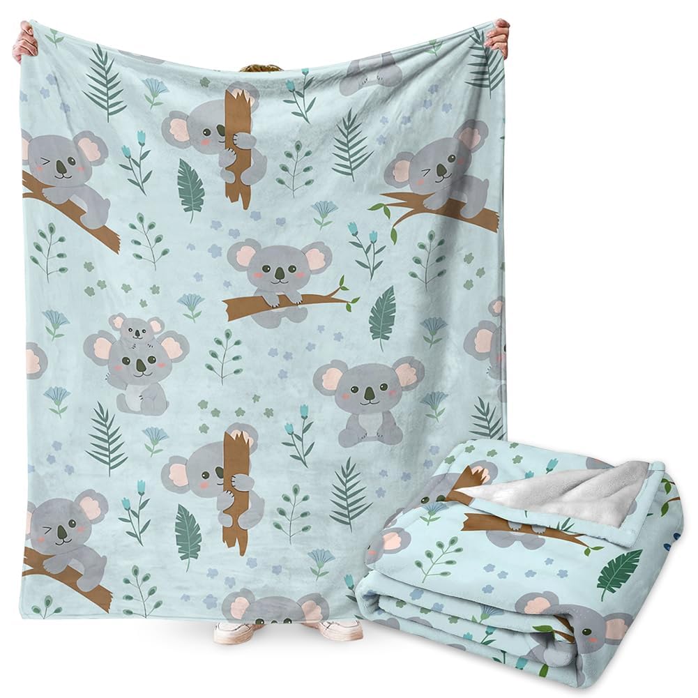 FYDZBSL Koala Blanket Throw, Cute Koala Blanket Gift for Kids Soft Warm Fuzzy Throw Blankets Kids or Adults for Crib Bed Couch Chair Four Seasons Living Room Travel Outdoor