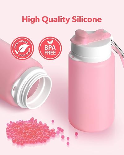 Miniatura 9 de MCOMCE Botellas de agua plegables, botellas de agua plegables para viajes y botella de agua plegable con clip para mochila, botella de agua portátil