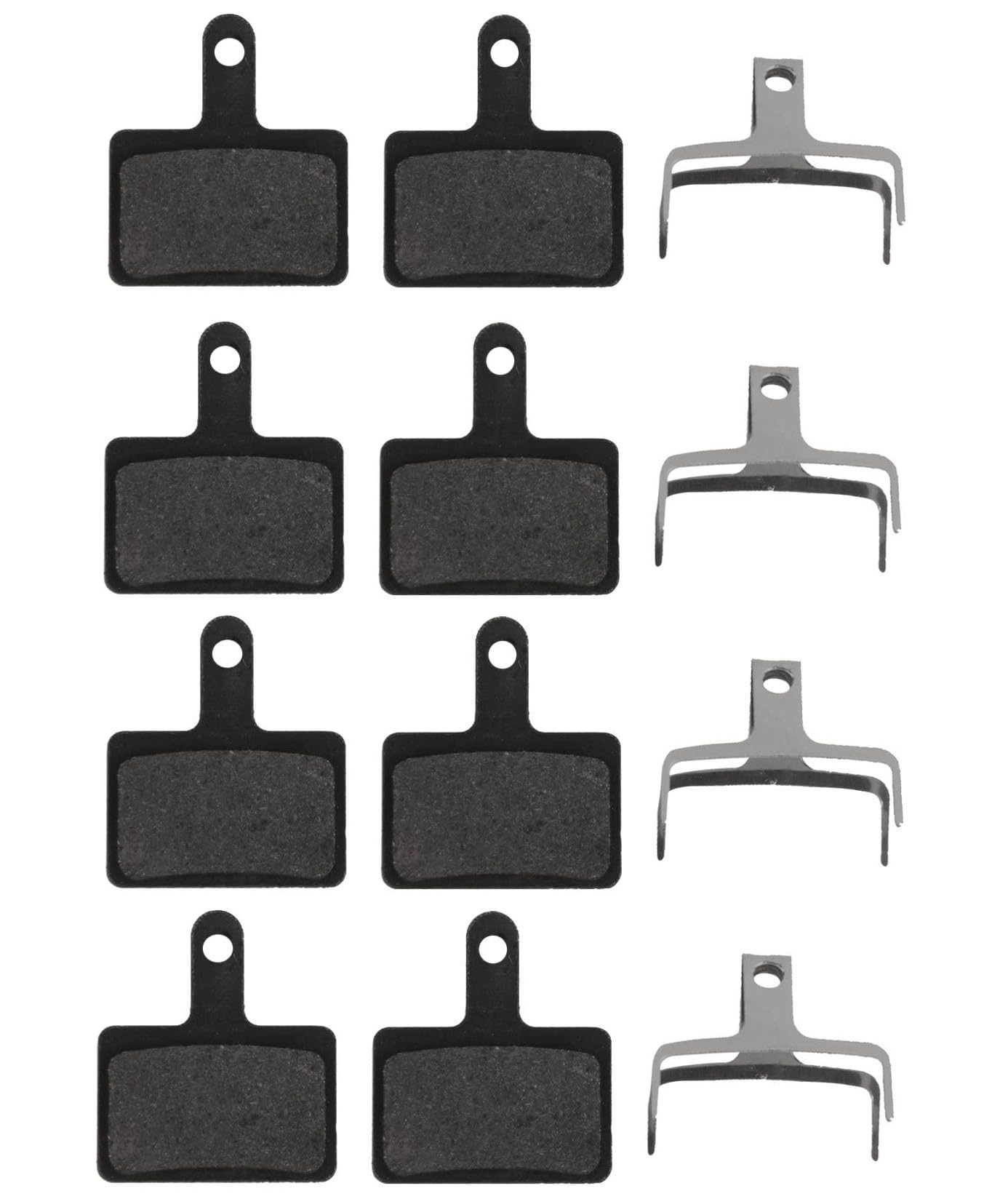 Bicycle Disc Brake Pads, Semi-Metallic, 4 Pairs with Spring Clips, Universal Fit (Set of 4)-image-0