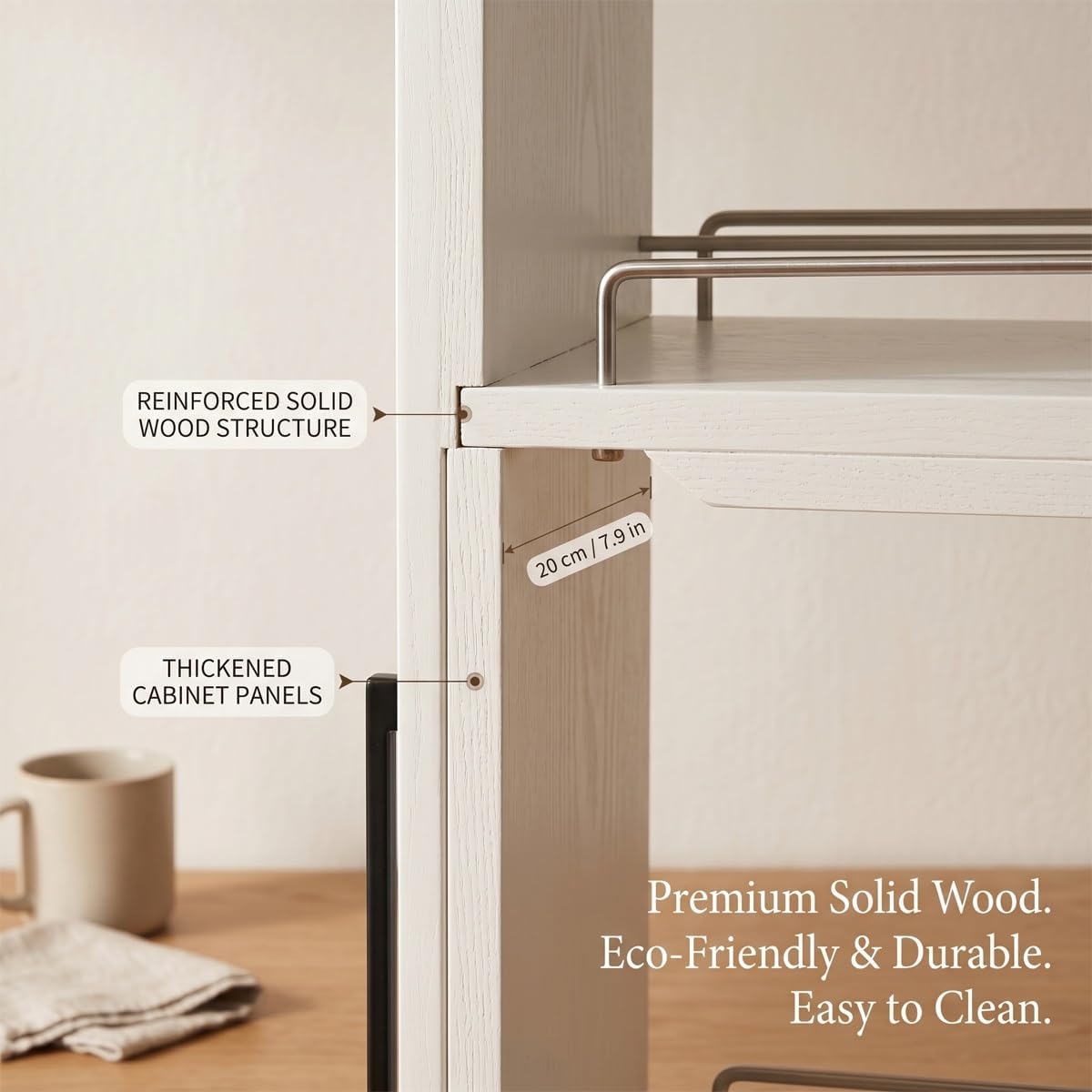 Slim Storage Cart with Wheels, Adjustable Wood Narrow Organizer for Fridge Gap Kitchen Pantry, Multi-Size Custom Rolling Rack(A,15 * 45 * 80.5cm/5.9 * 17.7 * 31.7in)