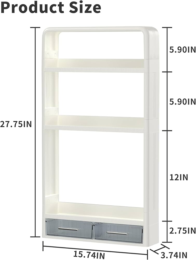 浴室シャワー キャディー 2 引き出し、4 層バス棚大容量、ドリルなし壁マウント Amazon｜GloTika 浴室シャワー キャディー 2 引き出し、4 層バス棚大