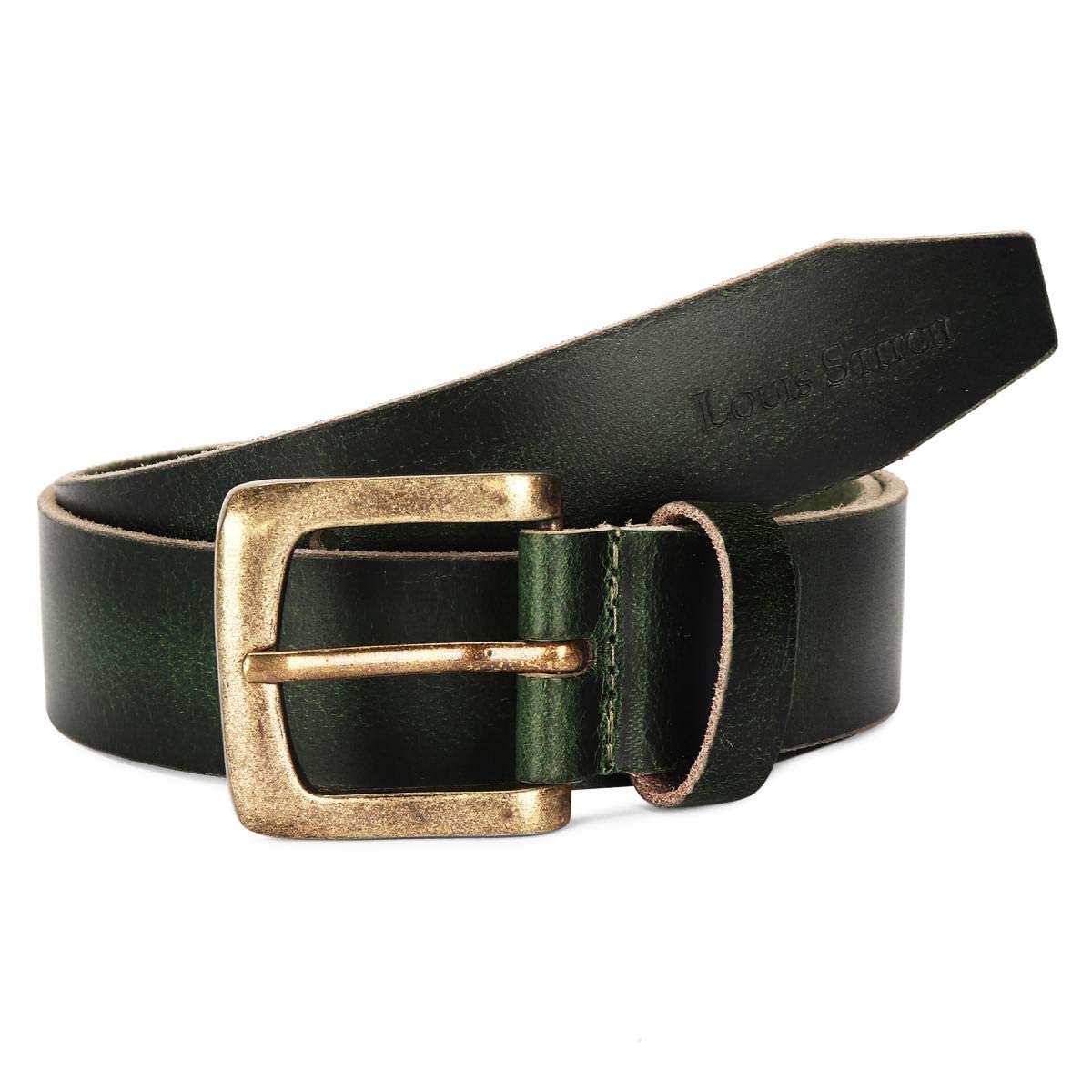louis stitch Men's Black Red Blue Brown Italian Raw Crunch Leather Belt Premium Casual Belts for Men With Heavy Brass Buckle 1.5 Inch (38mm) (CA-ALL)-picture-16