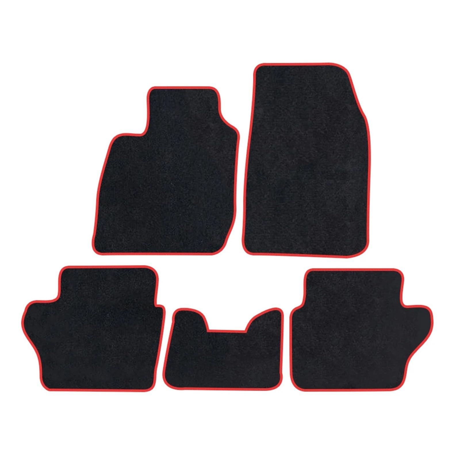 Tappetini antiscivolo, compatibile con Ford, Fiesta CB1 CCN | Tappeti neri ignifughi per file anteriore e posteriore, stile piatto con superficie impermeabile(Red)