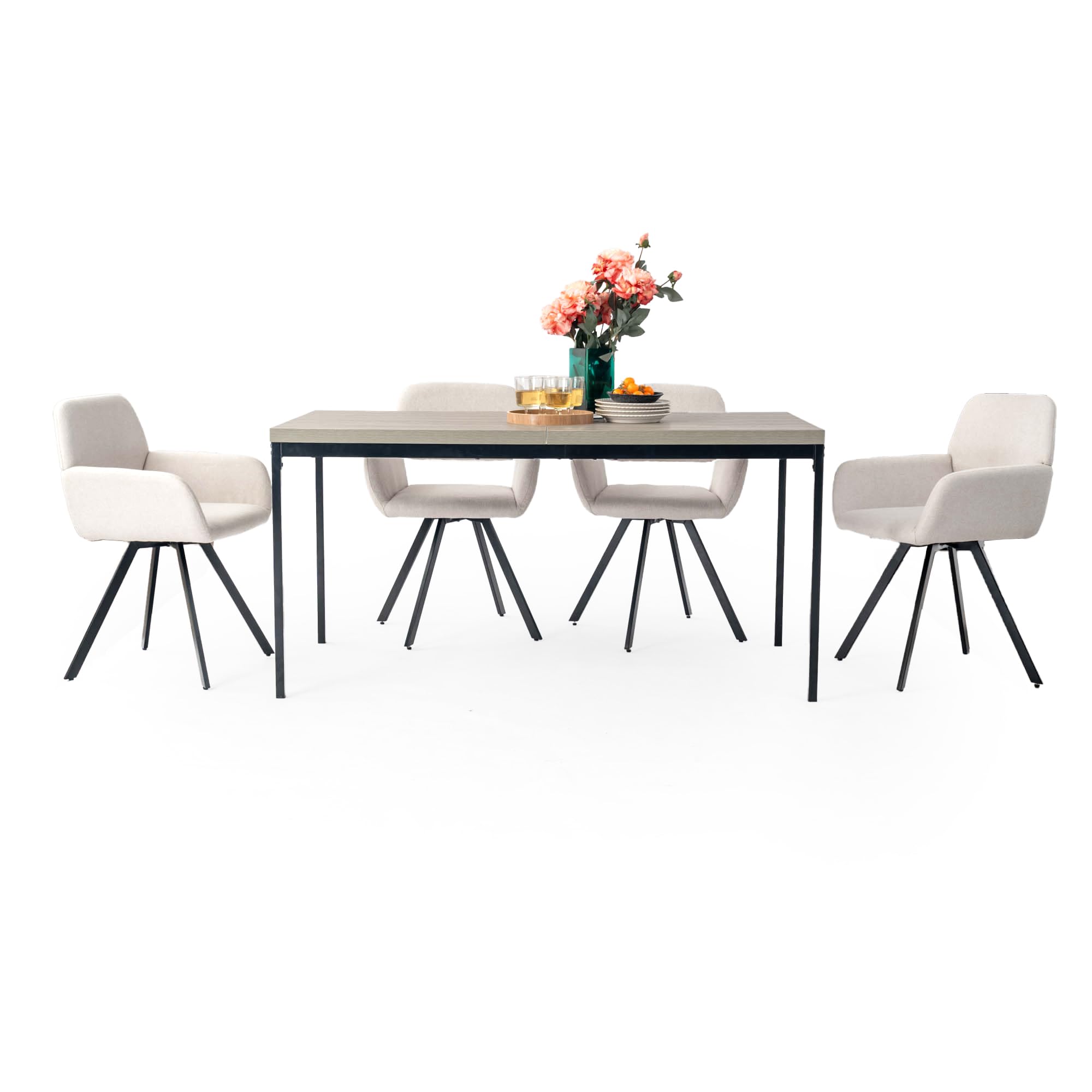 FurnitureR Tables de Cafétéria en Grise, Table de Cantine Scolaire pour 4 à 6 Personnes, Plateau en Bois Epais avec Structure Métallique, pour Les Repas et Les Réunions, 150x75x75cm