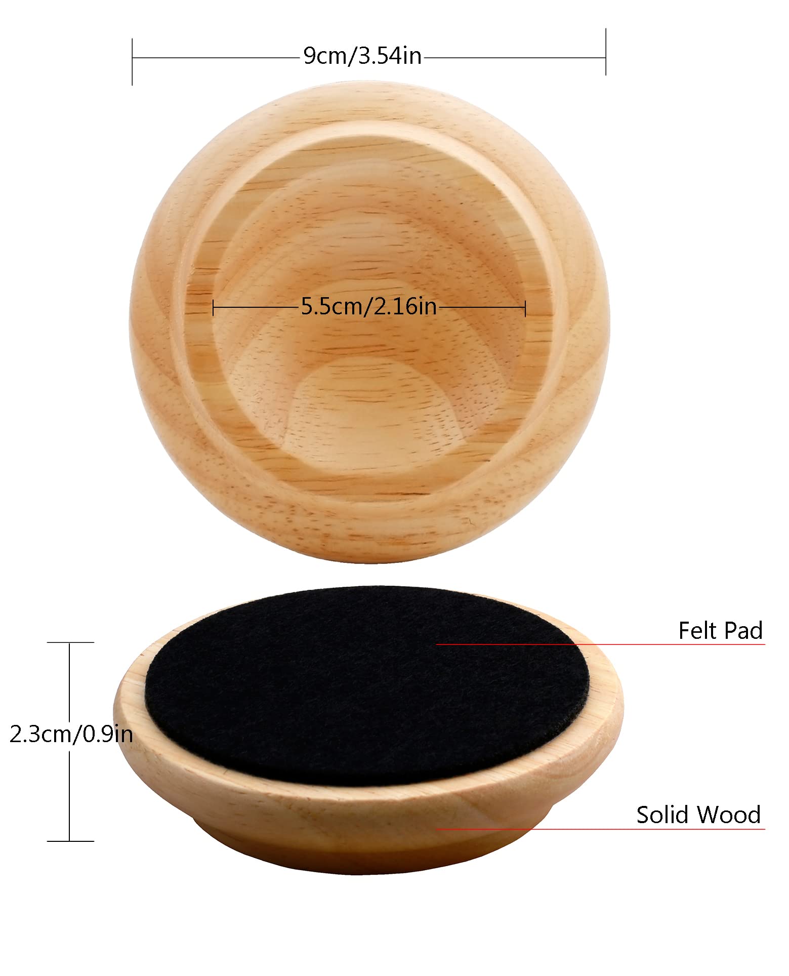 4 Pcs Solid Wood Upright Piano Caster Cups,Furniture Caster Cups,HilerPunk Sofas Beds Chairs Wheel Caster Cups Pads,with Non-Slip & Anti-Noise Felt Pads,for Hardwood Floor Protectors-Natural Wood - Image 2