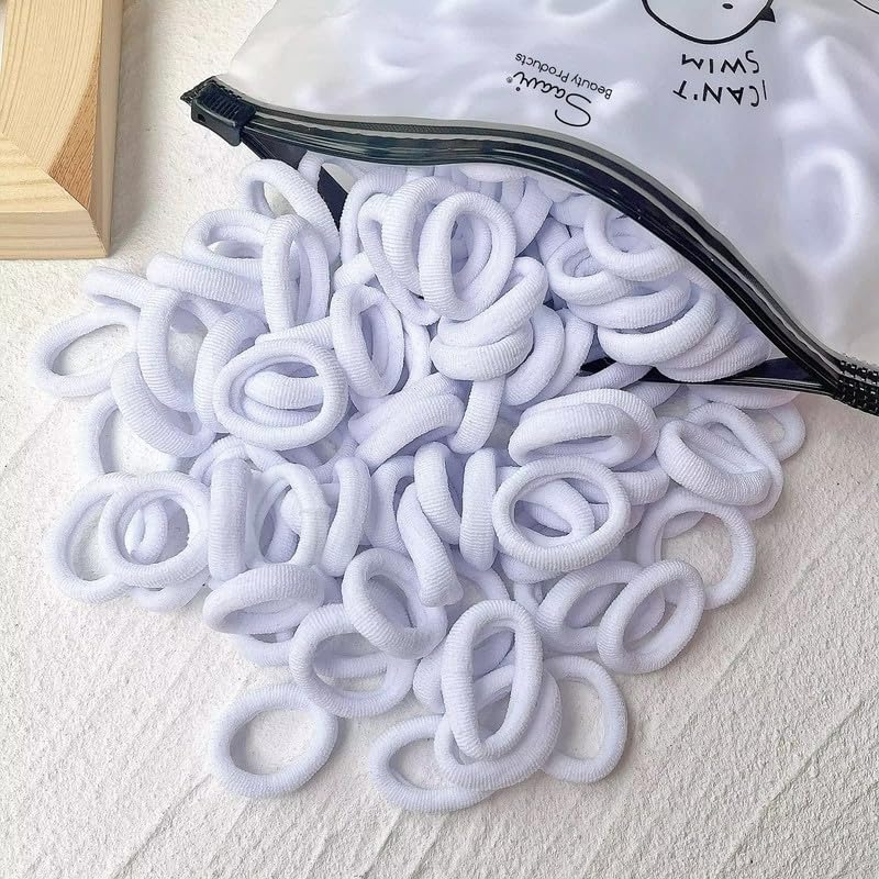 Saavi Ponytail Holder (White, Pack of 100) Cotton Mini Hair Elastic Rubber Bands for Pony | Tight, Non-slippery, Stretchable | Cotton Elastic Rubber Bands for Kids, Girls (B0D9BW7D5V) Amazon Price History, Amazon Price Tracker