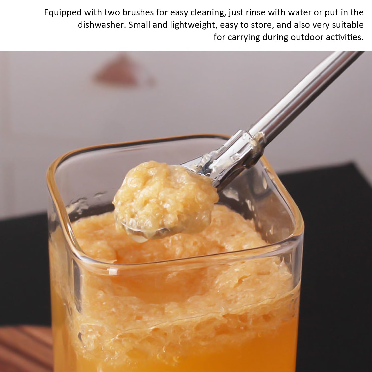 Set 2 Cucchiai-Cannuccia In Acciaio Inox Con Spazzole - Per Mate, Tè, Caffè E Succhi - Foto 2