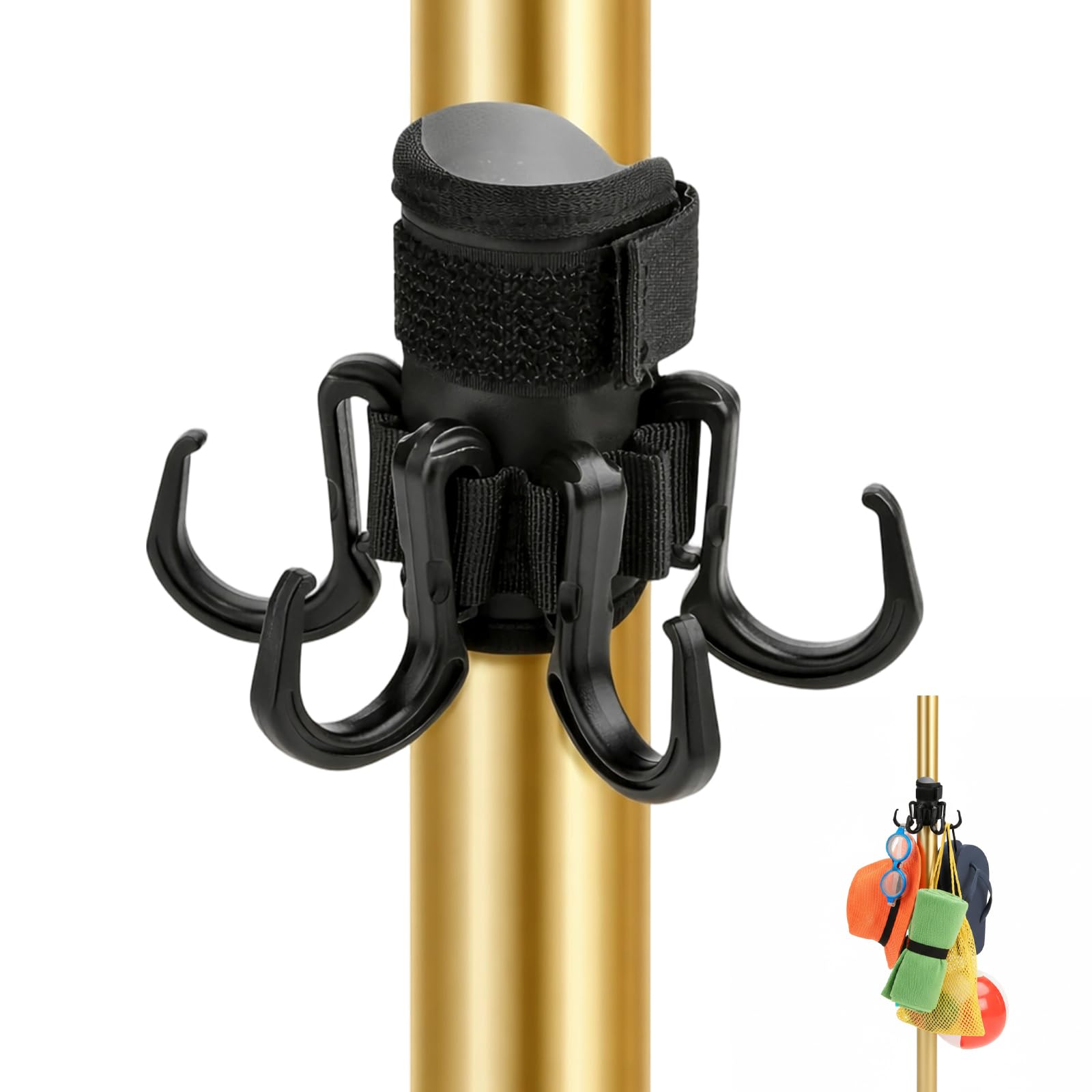 KxrTpx Holiday Accessories, Beach Accessories, Parasol Hooks for Holiday, Six Hook Hanger for Umbrella and Parasol, Portable Bag Hooks and Wrap Maker, Compact 13.5 by 9.5 cm Design