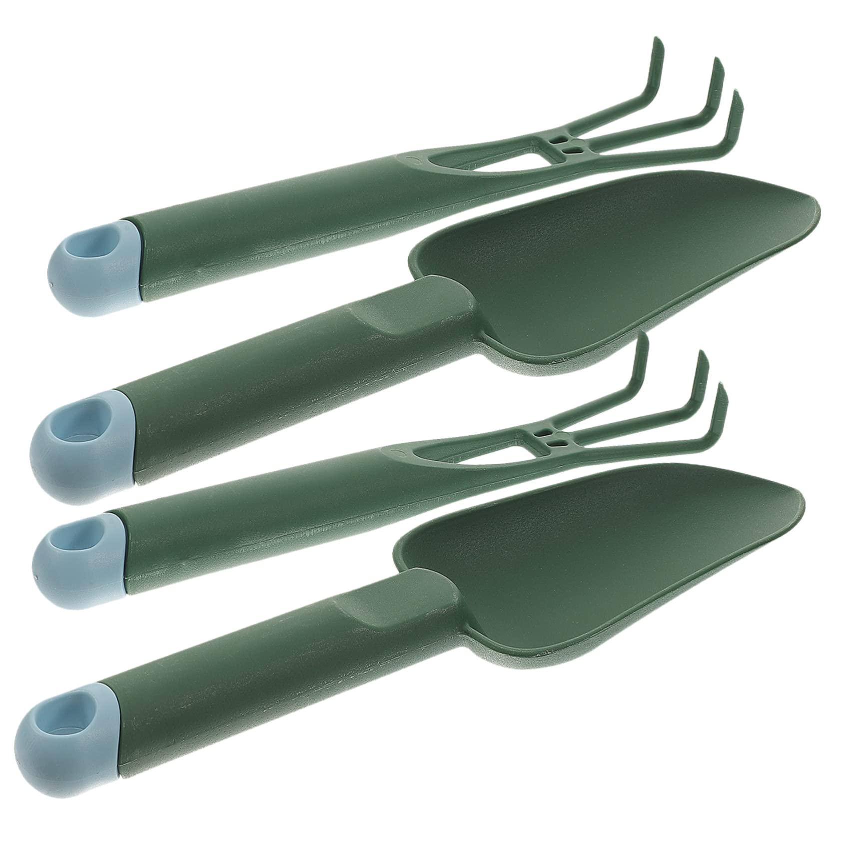 Sosoport 2 Sets Ergonomic Gardening Tools Portable Hand Trowel Rake with Comfortable Handle for Easy Planting Weeding Your Garden