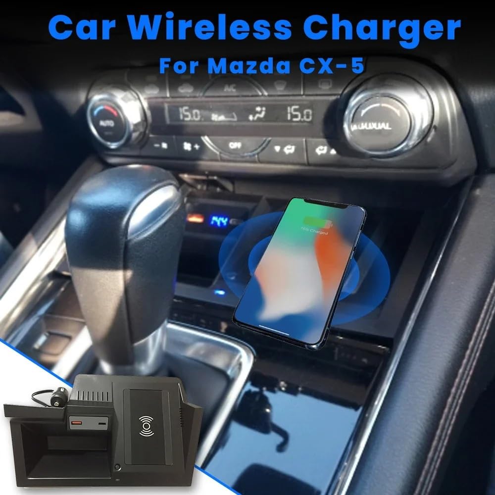 Chargeur sans fil rapide adapté for Mazda CX-5 CX5 2017 2018 2019 2020 2021 2022, support de téléphone portable for voiture, accessoires Plug And Play