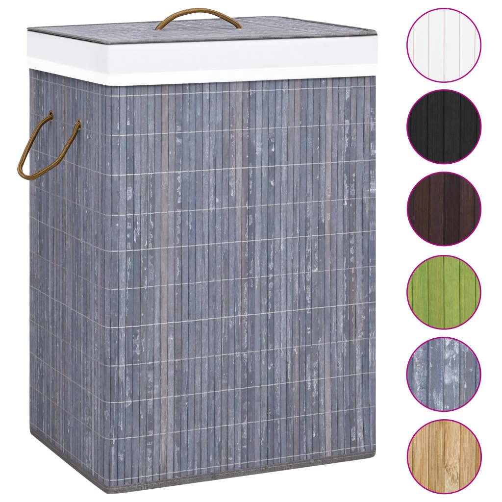 Bambus-Wschekorb mit 2 Fchern Grau 72 L Volumen, herausnehmbarer  Innenbeutel, faltbar und platzsparend fr Bad Schlafzimmer, dekorative  Aufbewahrung, atmungsaktives Gewebe, : Amazon.de: Kche, Haushalt & Wohnen